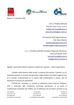 Nota CGIL CISL UIL: ripresa delle attività in presenza a partire dal 7 gennaio – misure organizzative.